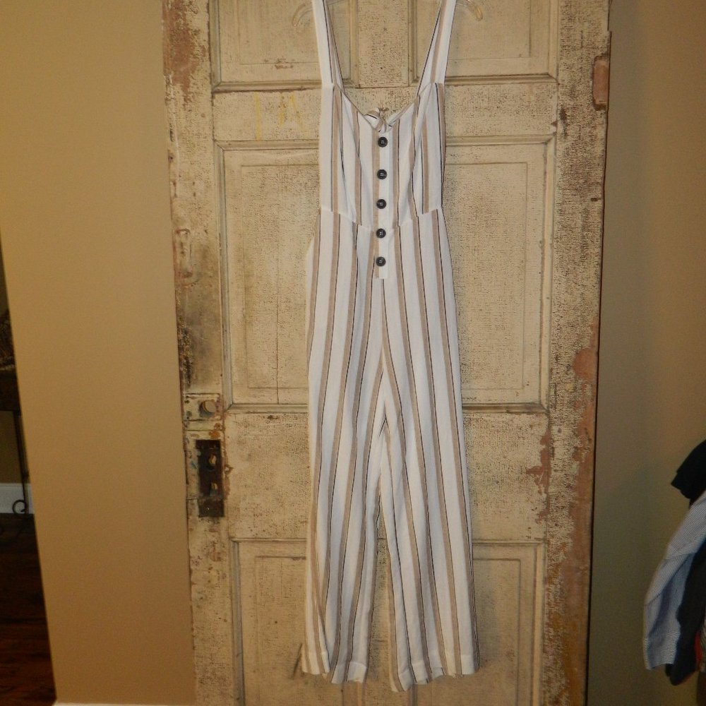 LUSH Tie Back Linen Must Stripe Jumper Size Small (S-25)